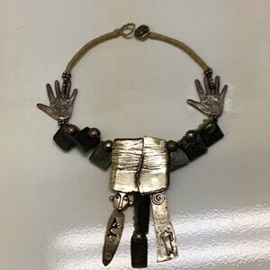 Mary & Doug Hancock Mummy’s Bundle signed artisan modernist necklace art to wear